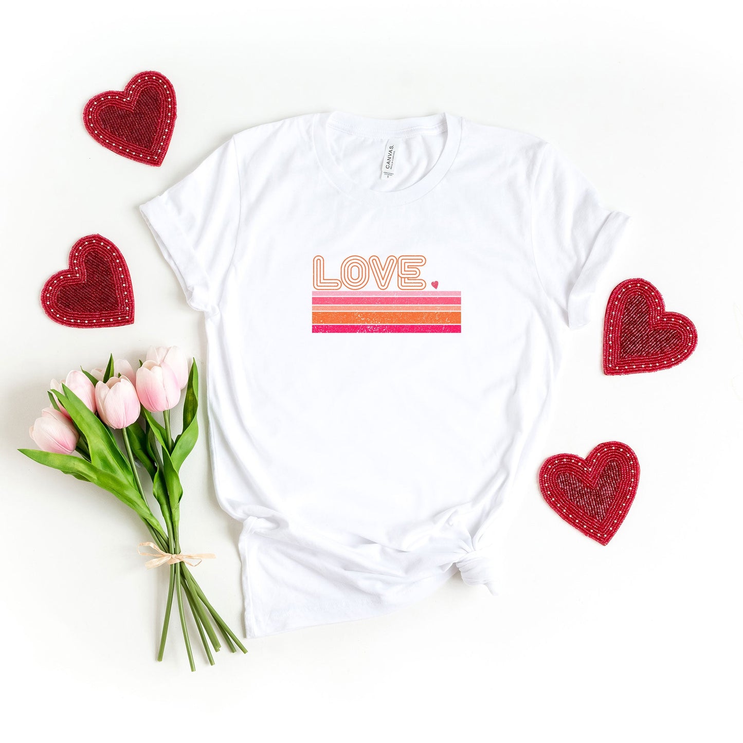 Retro Love Stripes | Short Sleeve Graphic Tee