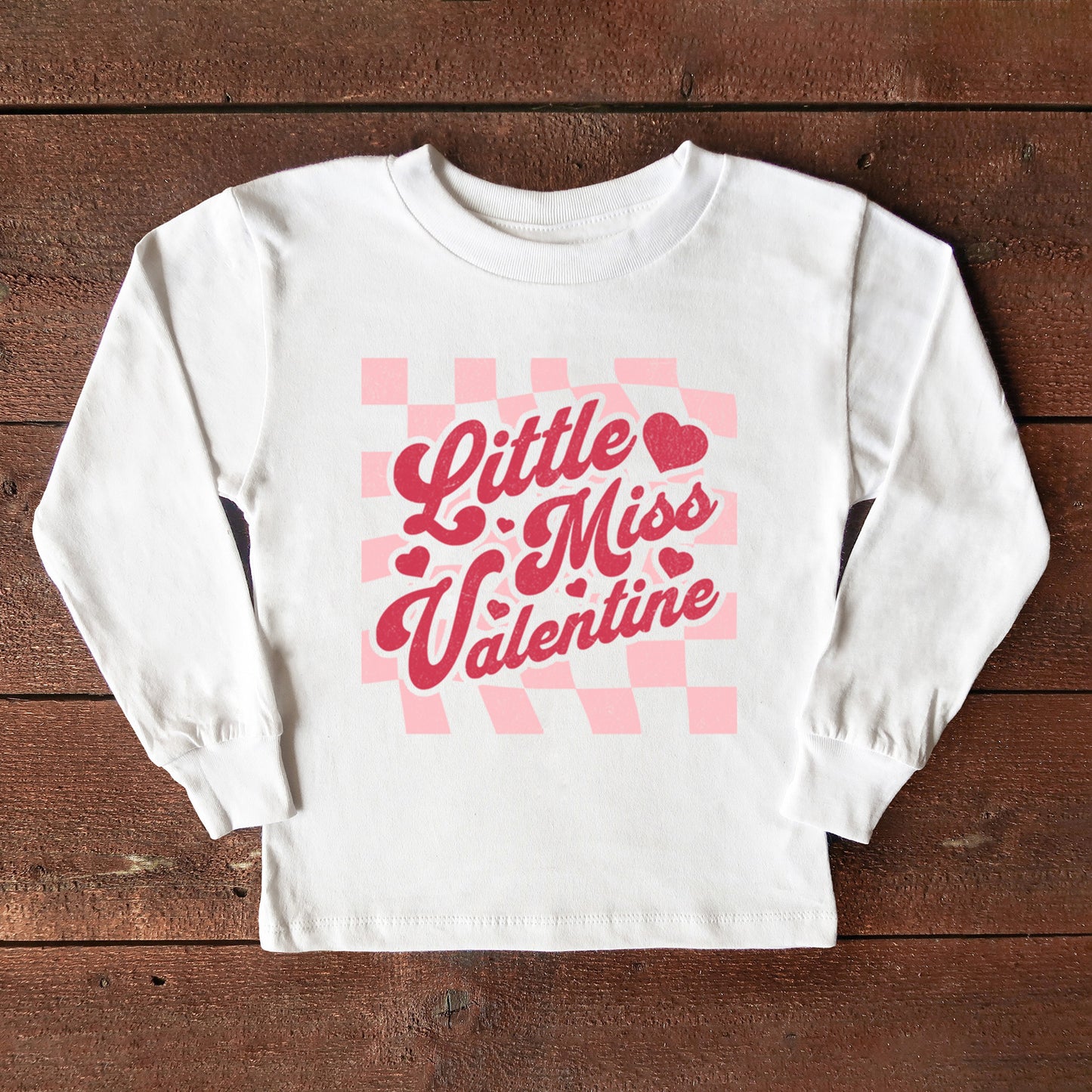 Checkered Little Miss Valentine | Toddler Long Sleeve Tee