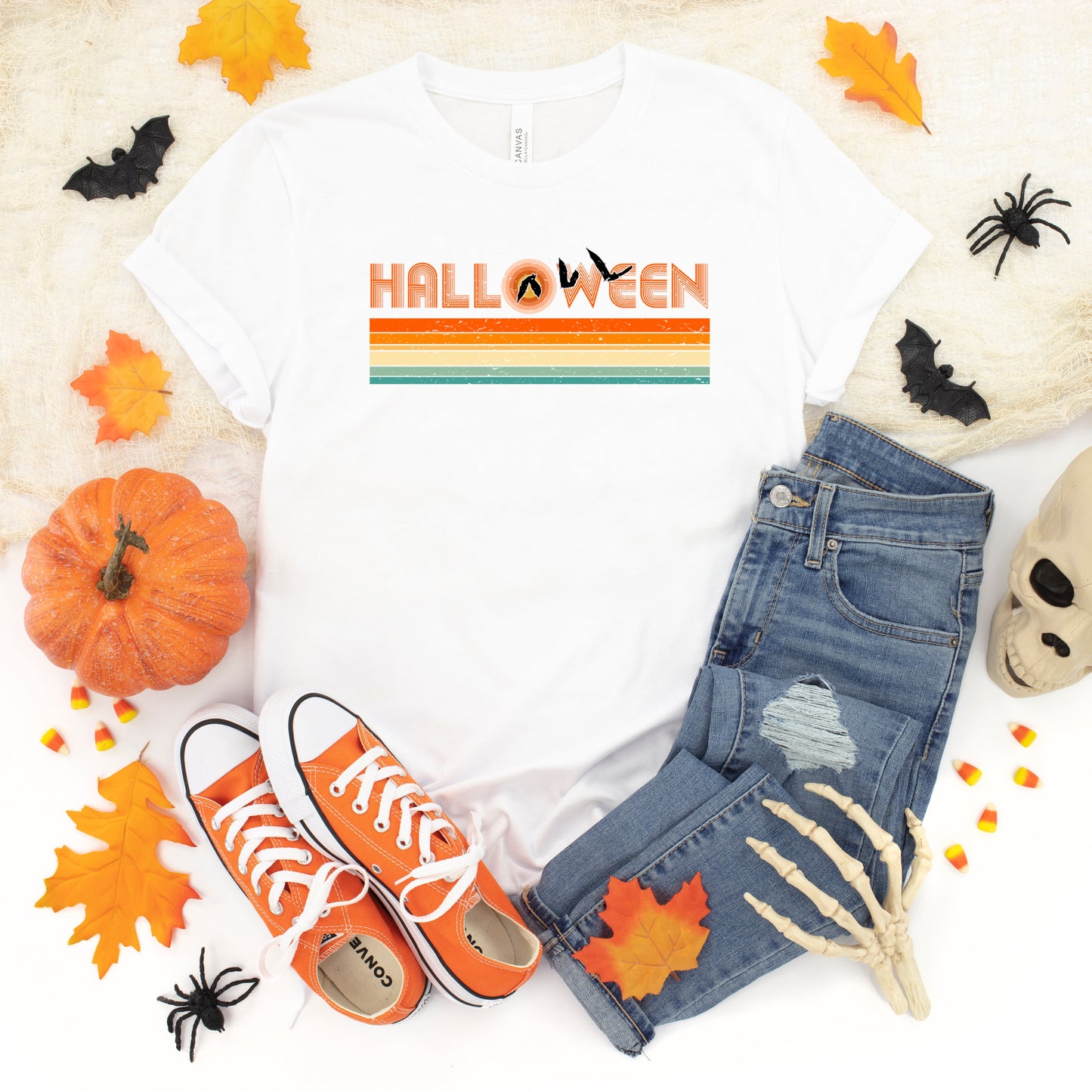 Retro Halloween Stripes | Short Sleeve Graphic Tee