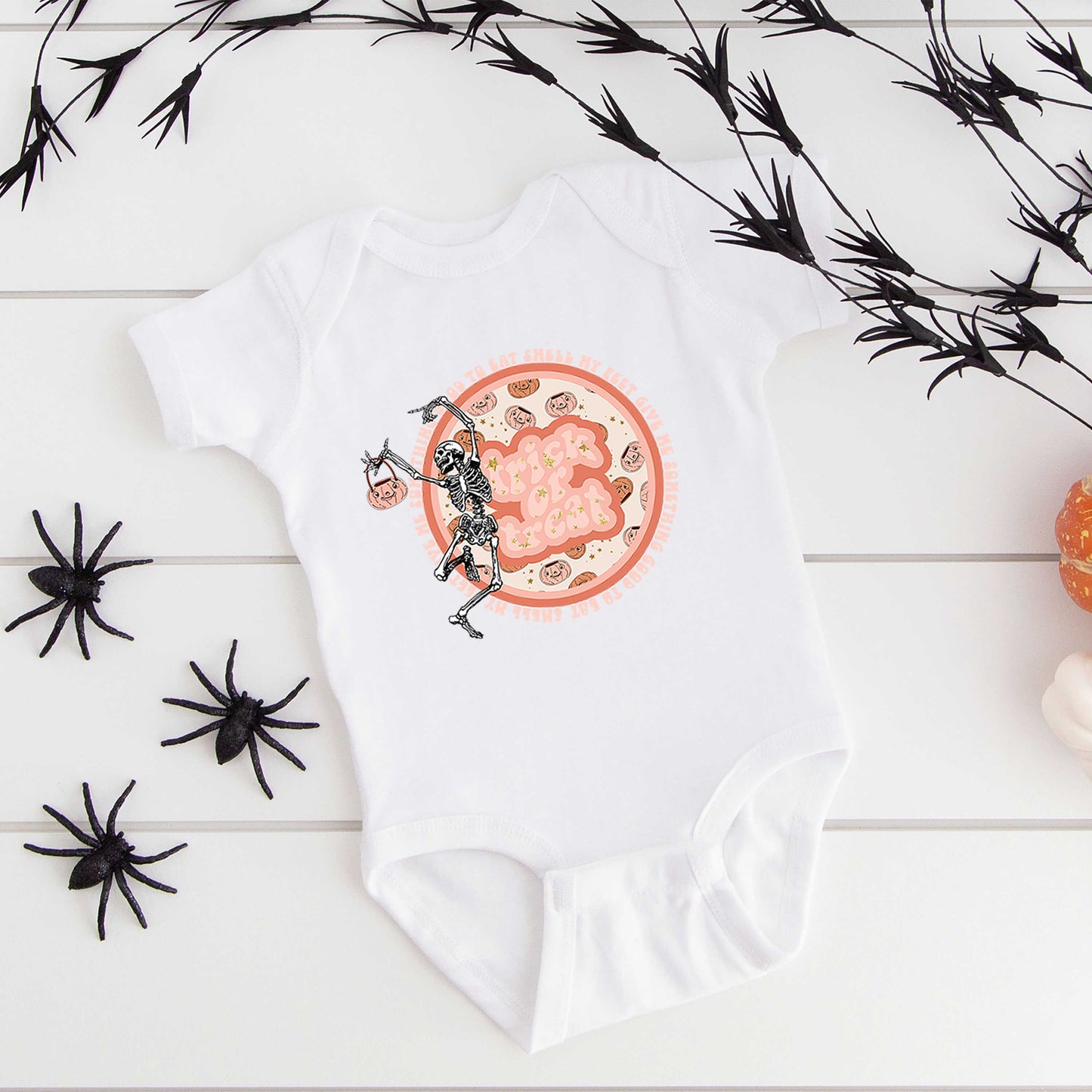Trick Or Treat Skeleton | Baby Graphic Short Sleeve Bodysuit