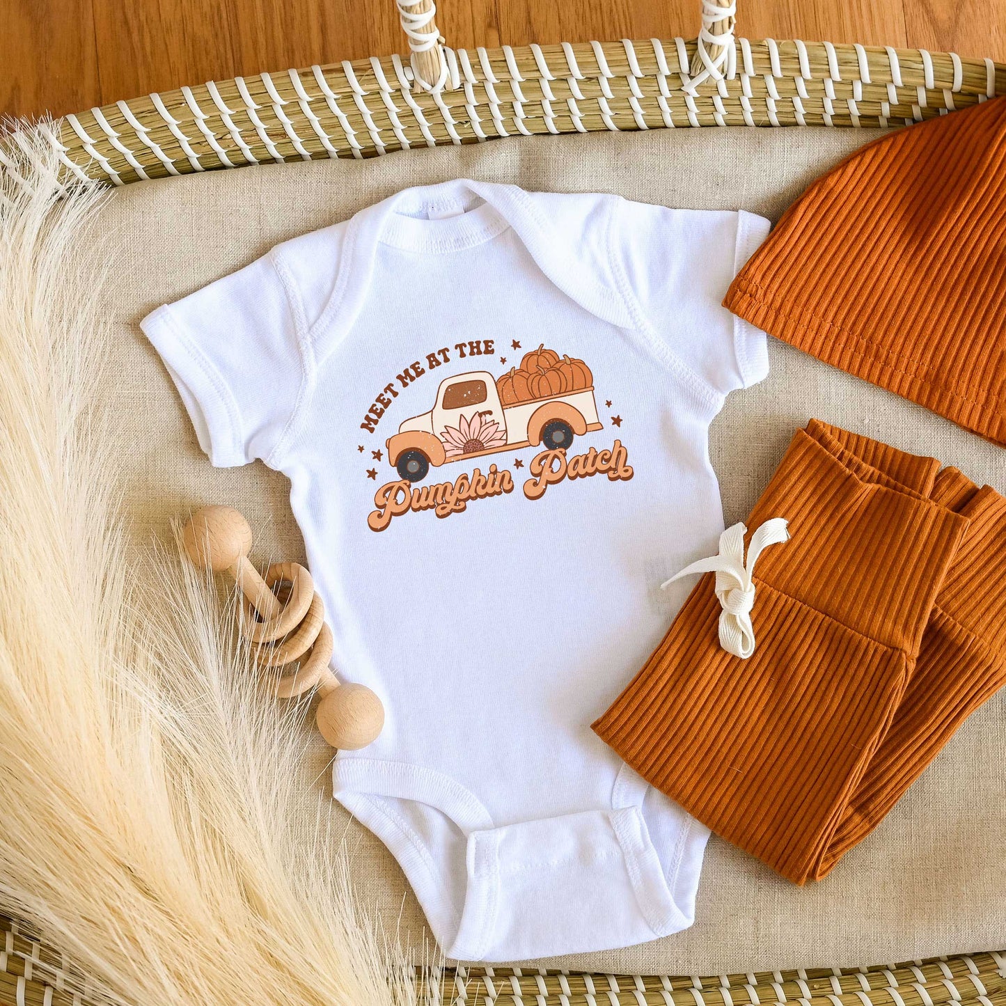 Meet Me Pumpkin Patch Colorful | Baby Graphic Short Sleeve Bodysuit