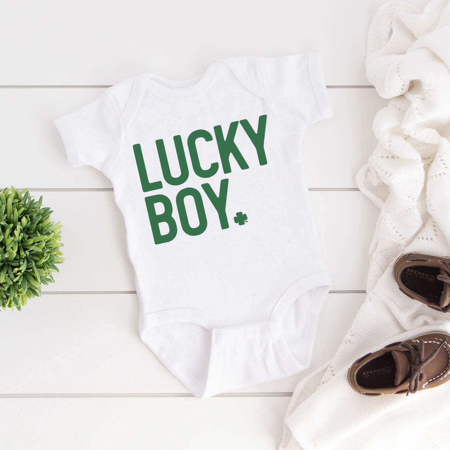 Lucky Boy Bold | Baby Graphic Short Sleeve Bodysuit