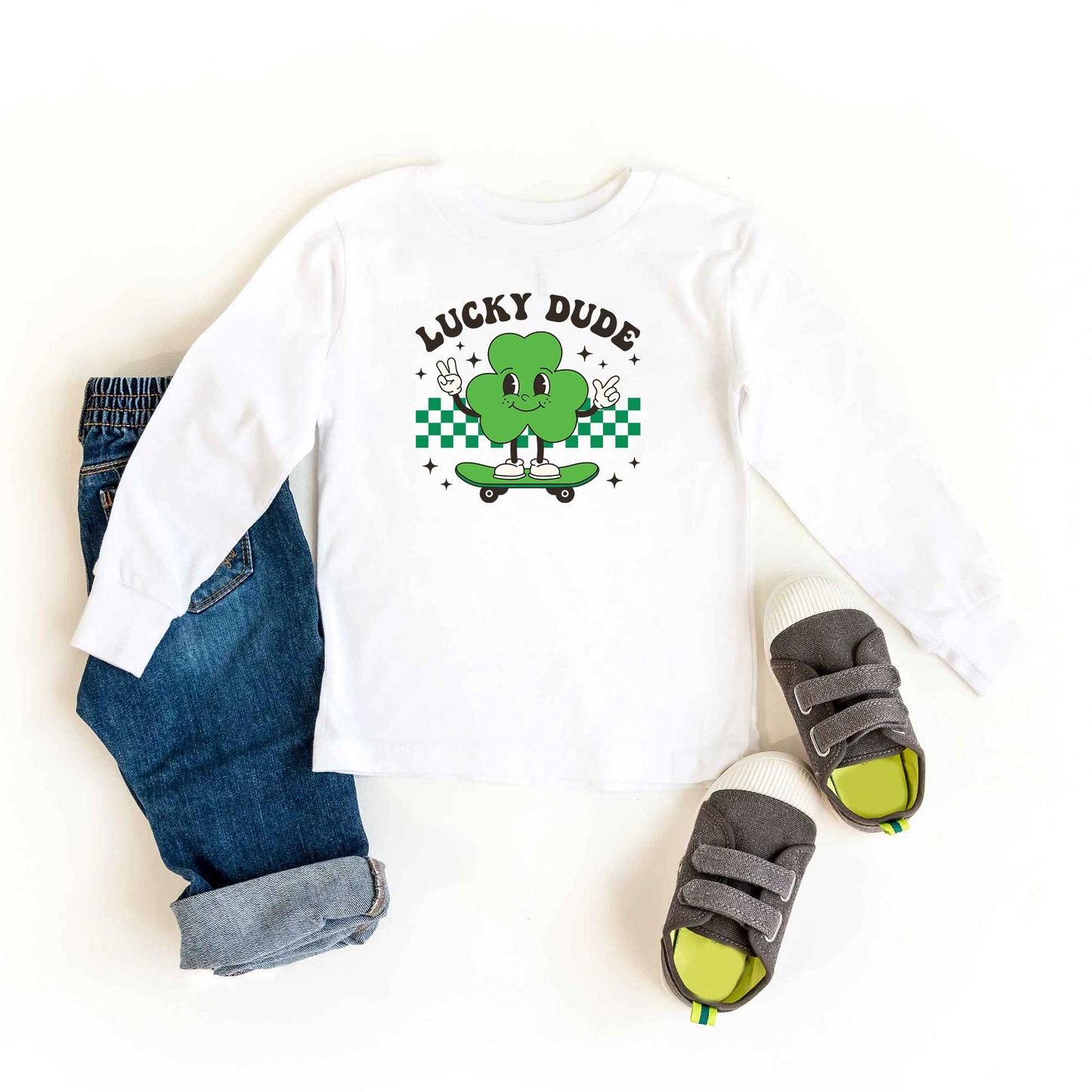 Lucky Dude Skateboard | Youth Long Sleeve Tee