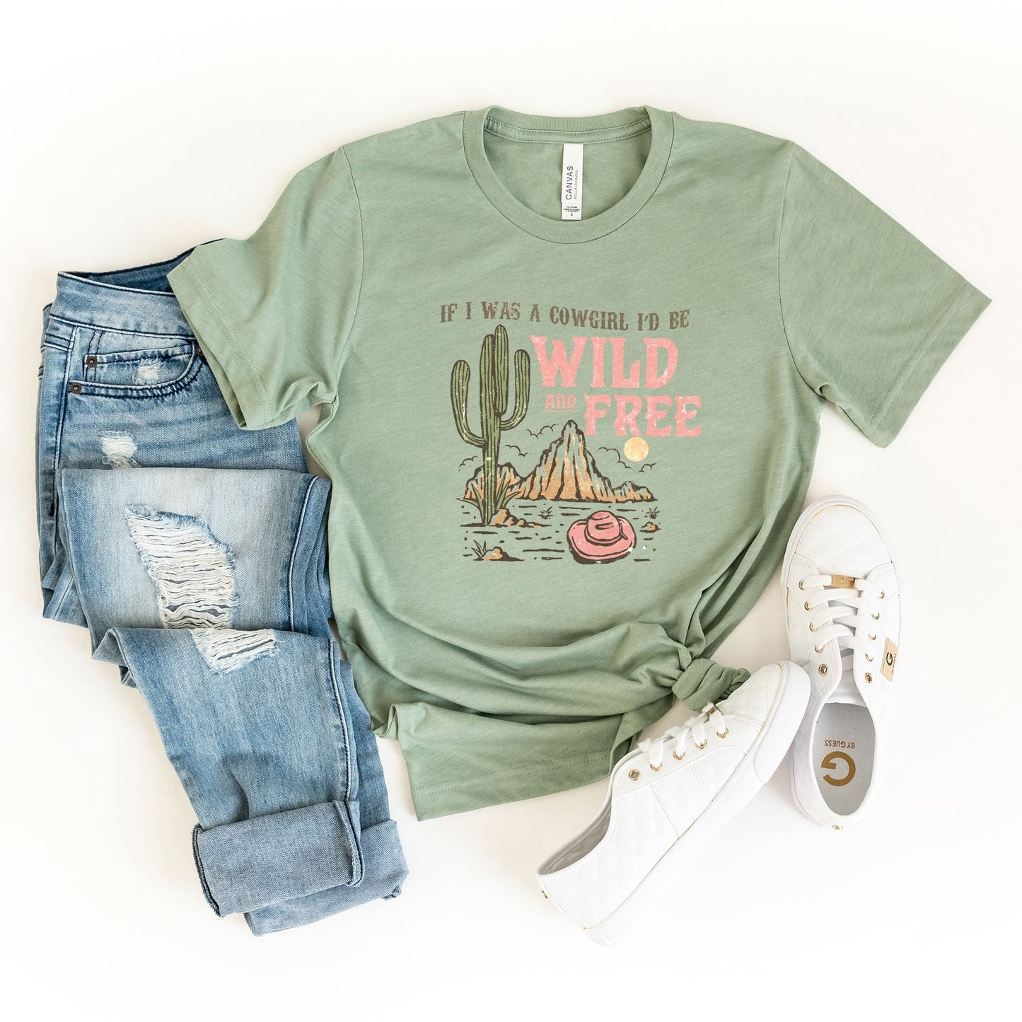 Retro Wild And Free Cowgirl | Short Sleeve Graphic Tee