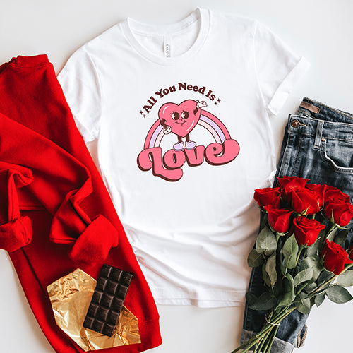 All You Need Is Love Heart Rainbow | Short Sleeve Graphic Tee