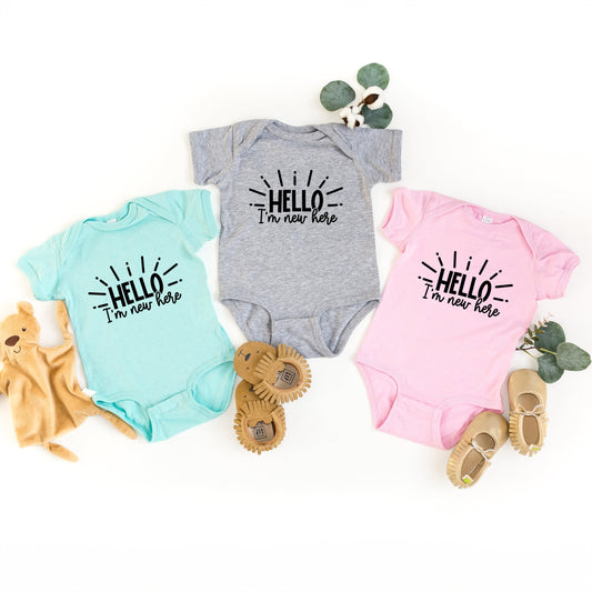 Hello I'm New Here Rays | Baby Graphic Short Sleeve Bodysuit