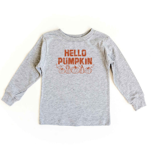 Hello Pumpkin Distressed | Youth Graphic Long Sleeve Tee
