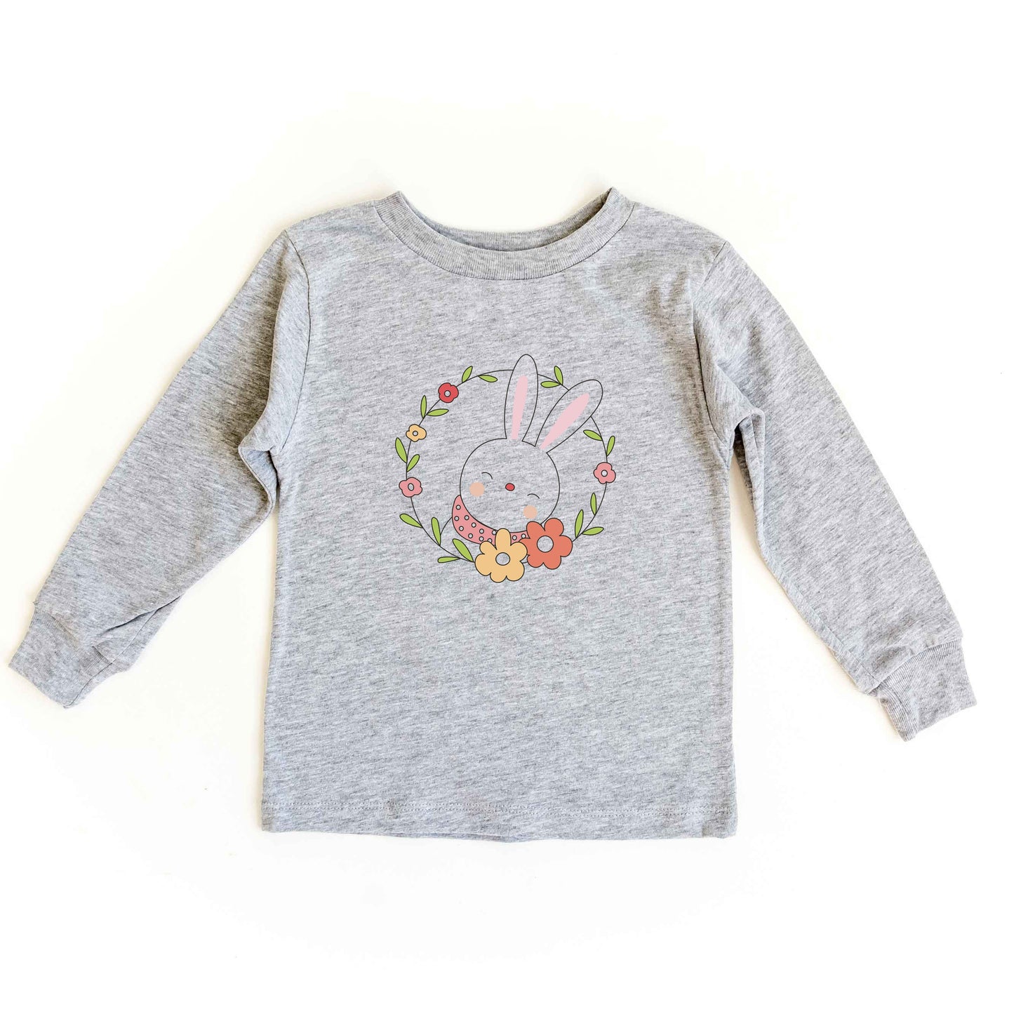 Easter Bunny Flower Wreath | Toddler Long Sleeve Tee