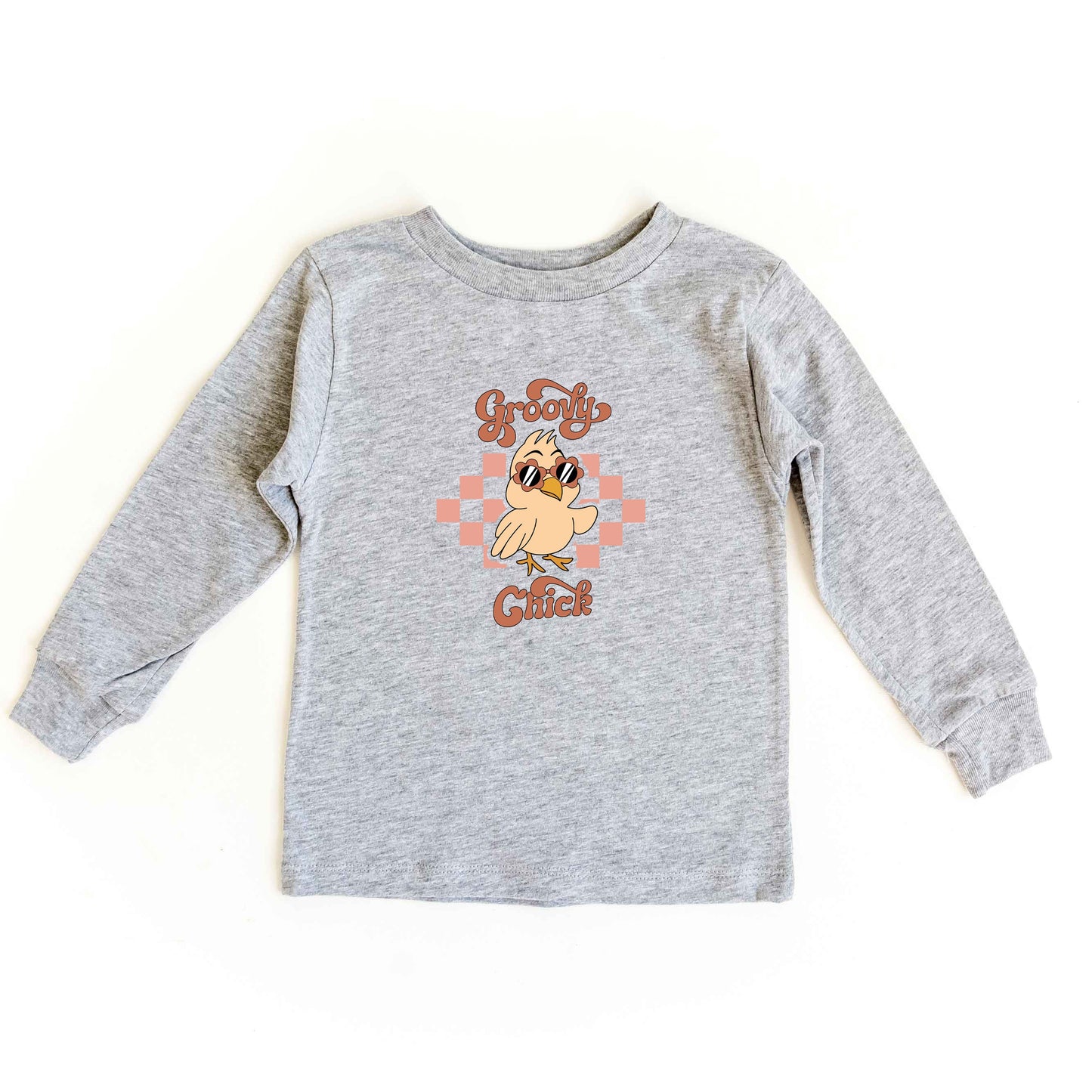 Groovy Chick Checkered | Youth Long Sleeve Tee