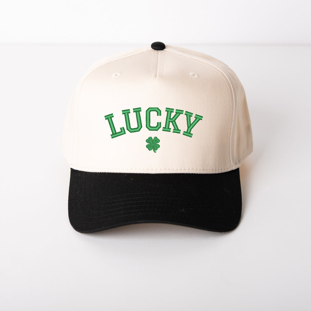 Embroidered Lucky Clover | Canvas Trucker Hat