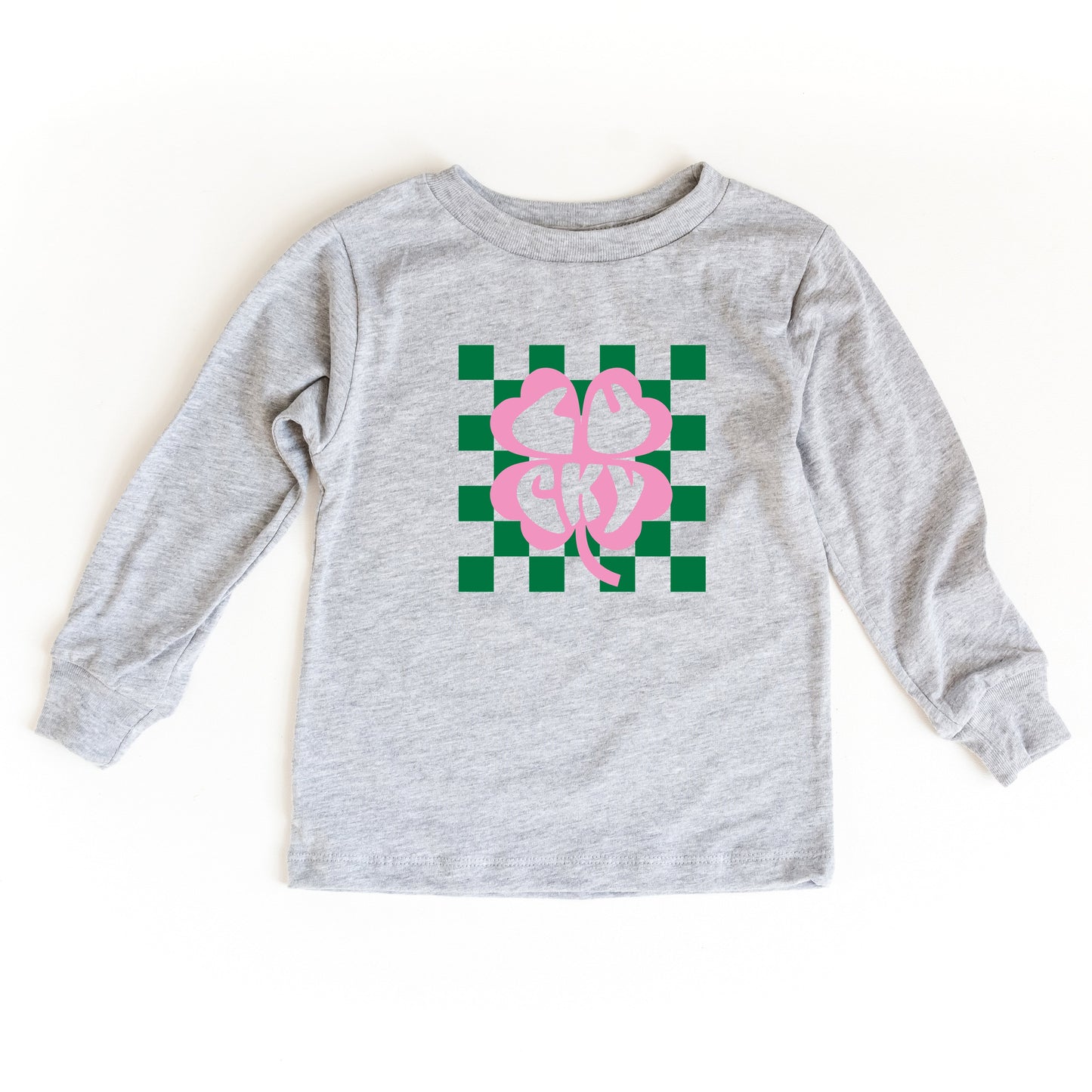 Lucky Clover Checkered | Youth Long Sleeve Tee