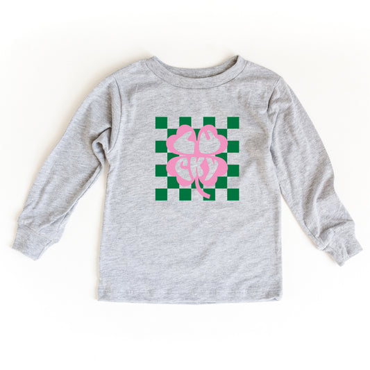 Lucky Clover Checkered | Youth Long Sleeve Tee