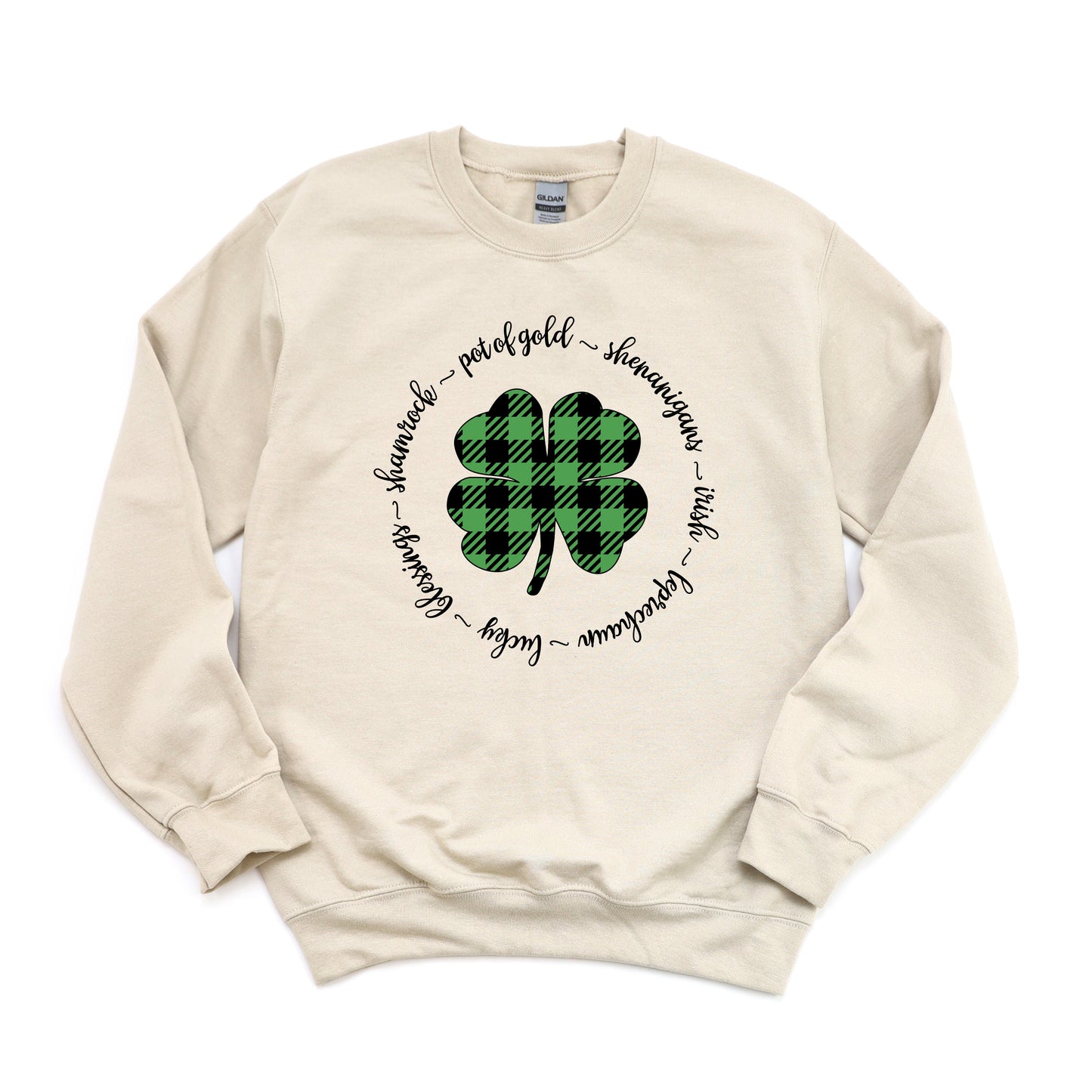 Buffalo Plaid Shamrock Circle | Sweatshirt