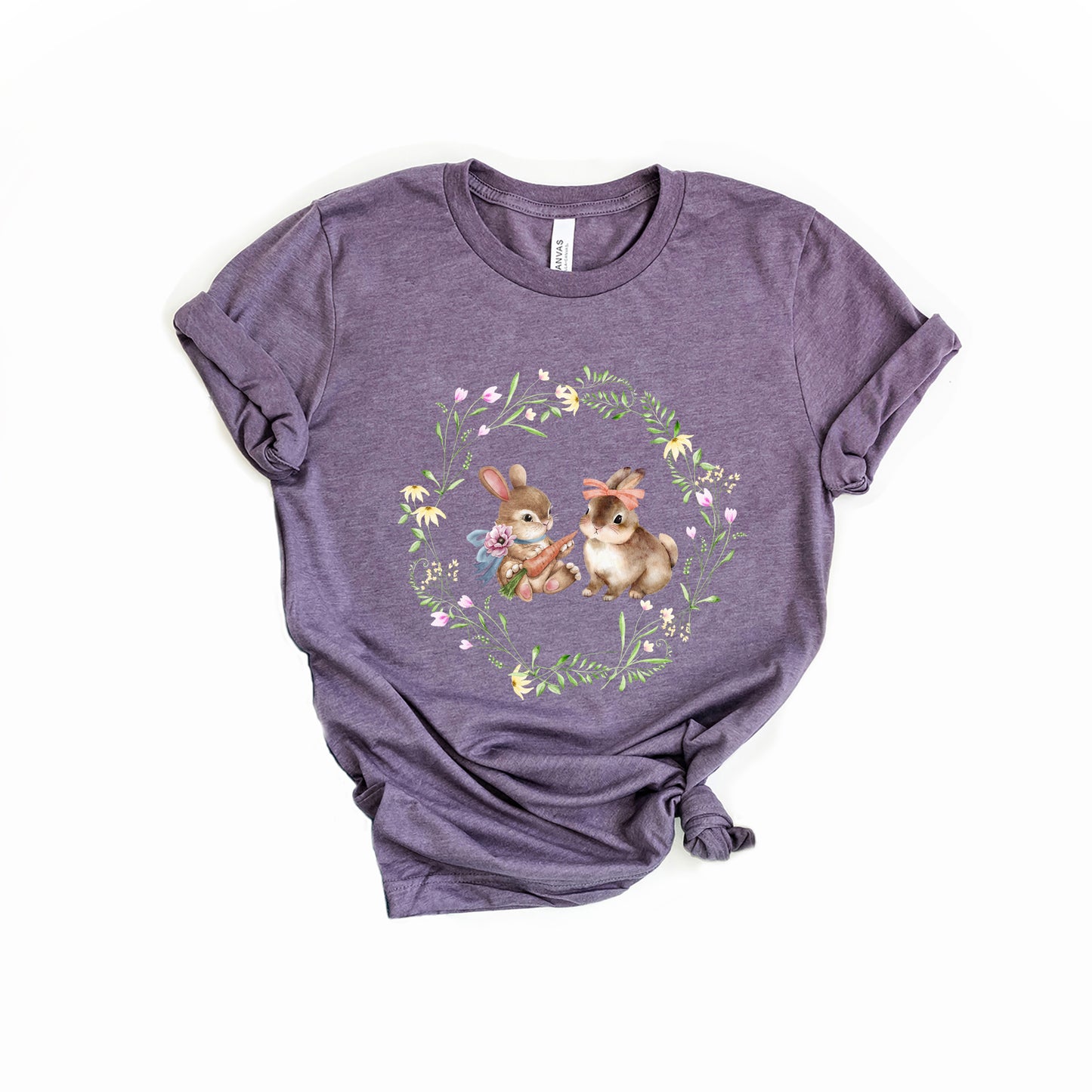 Bunnies Floral Wreath | Short Sleeve Graphic Tee