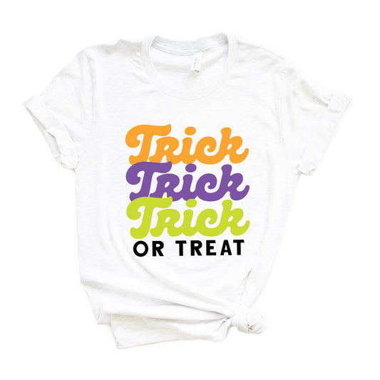 Trick Or Treat  Colorful Stacked | Short Sleeve Graphic Tee