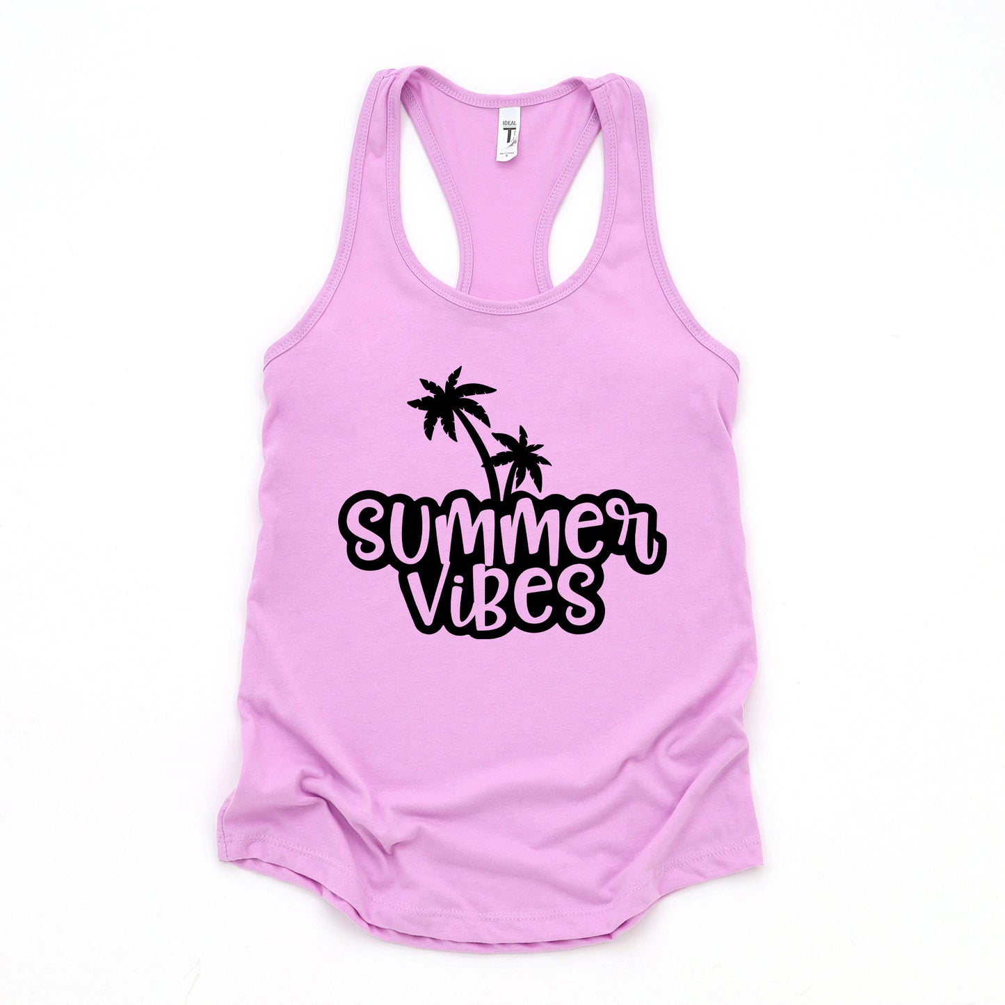 Summer Vibes Cursive Palm Trees | Racerback Tank