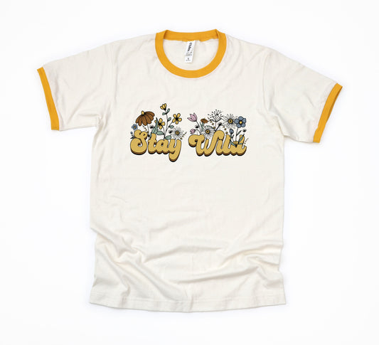 Stay Wild Colorful Flowers | Ringer Tee
