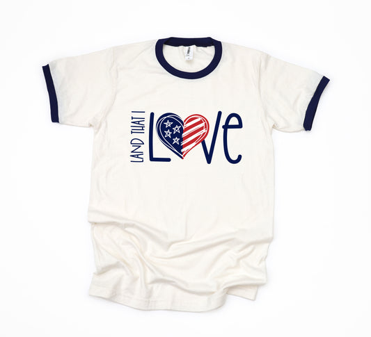 Land That I Love Heart | Ringer Tee