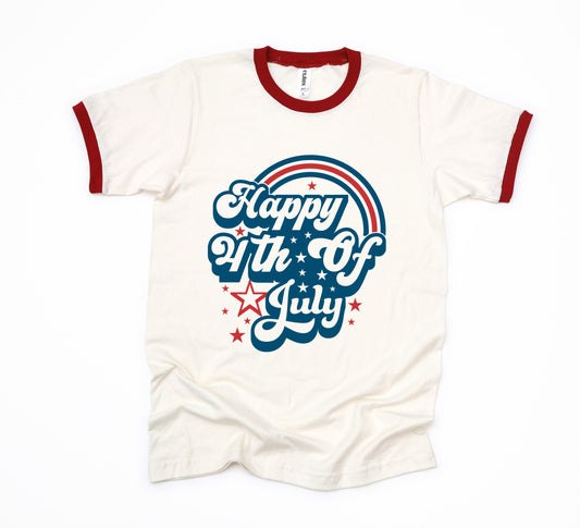 Happy 4th Of July Rainbow | Ringer Tee