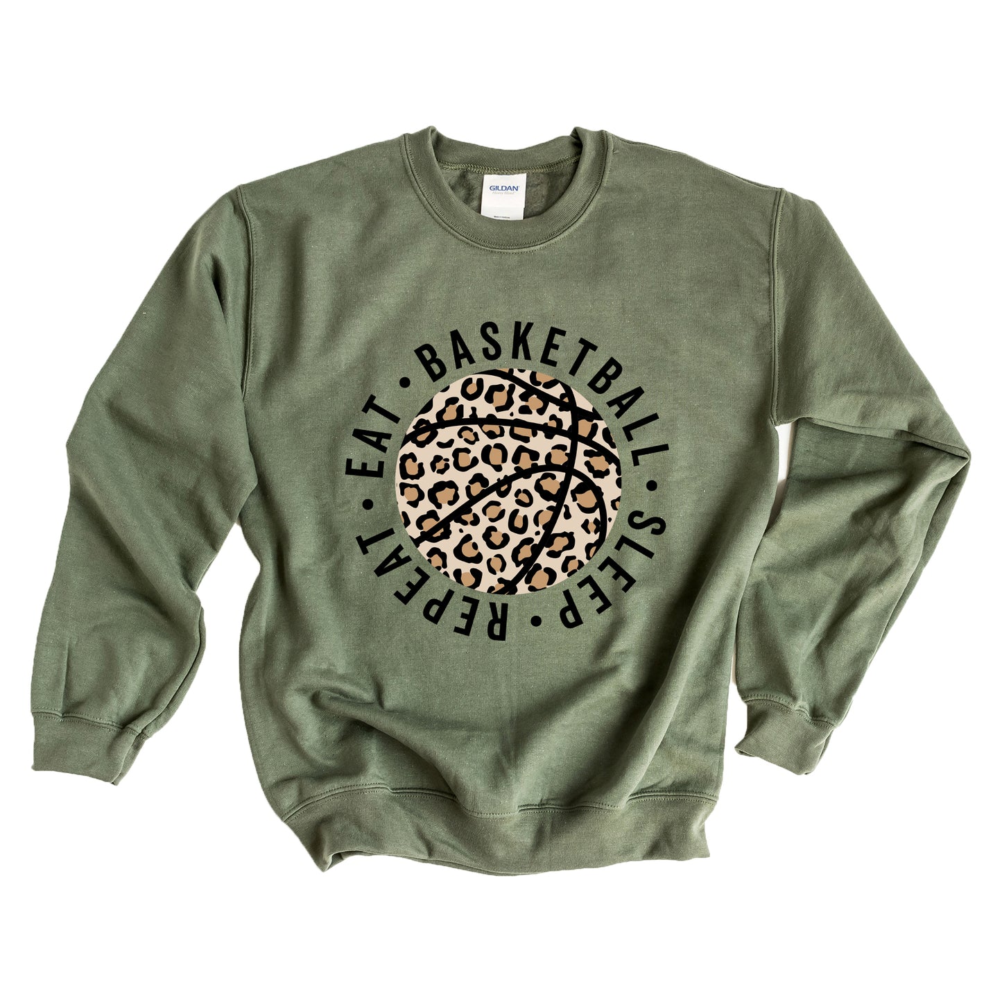 Eat Basketball Sleep Repeat Leopard Basketball | Sweatshirt