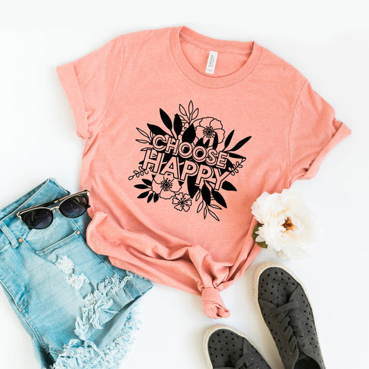 Choose Happy Floral | Short Sleeve Graphic Tee