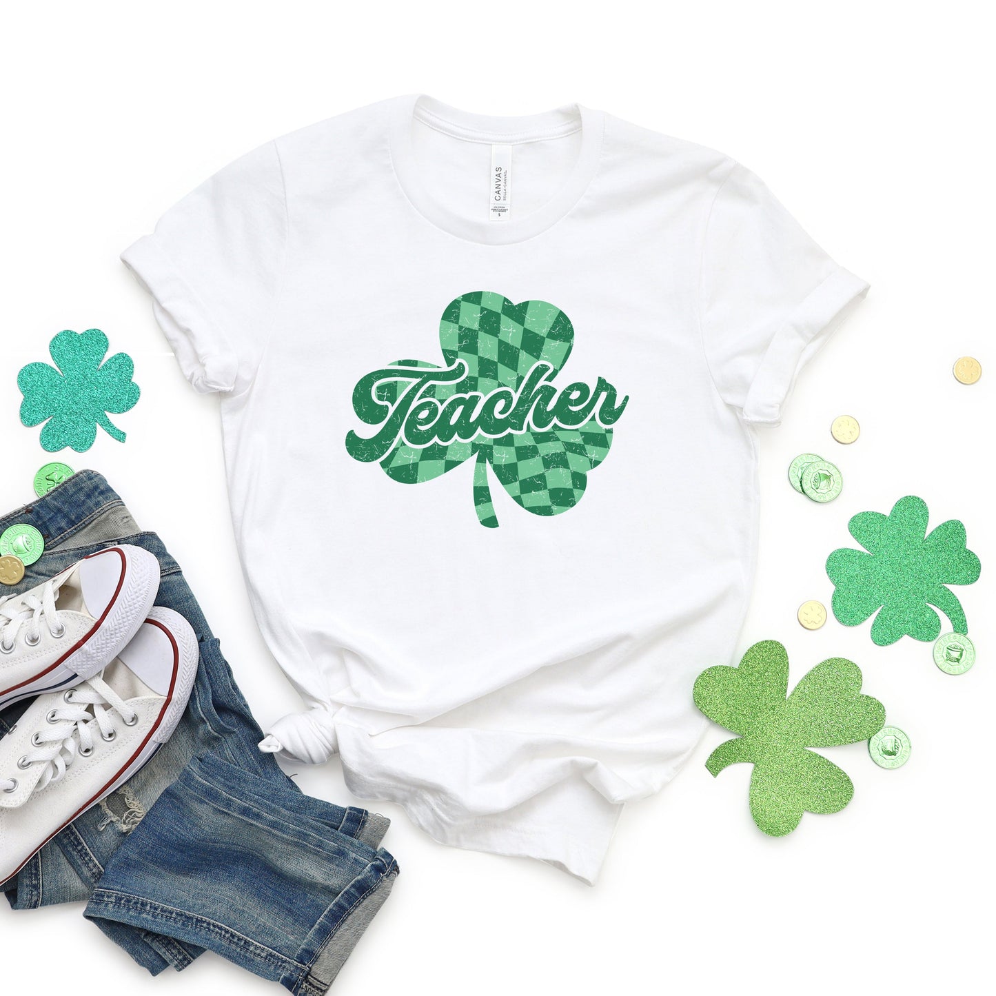 Teacher Checkered Shamrock | Short Sleeve Graphic Tee