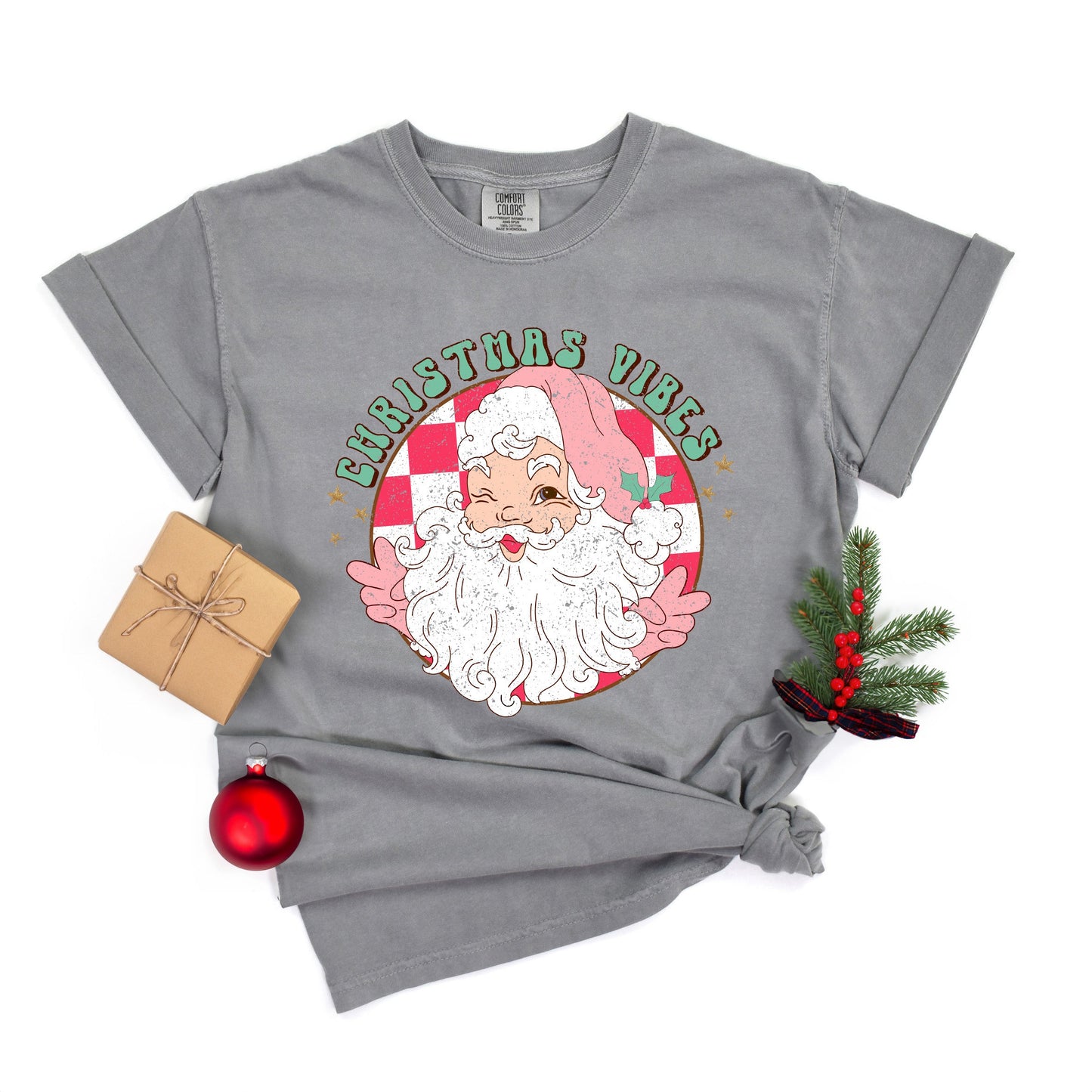 Christmas Vibes Santa | Garment Dyed Tee