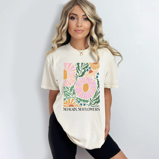 Boho No Rain No Flowers | Garment Dyed Short Sleeve Tee