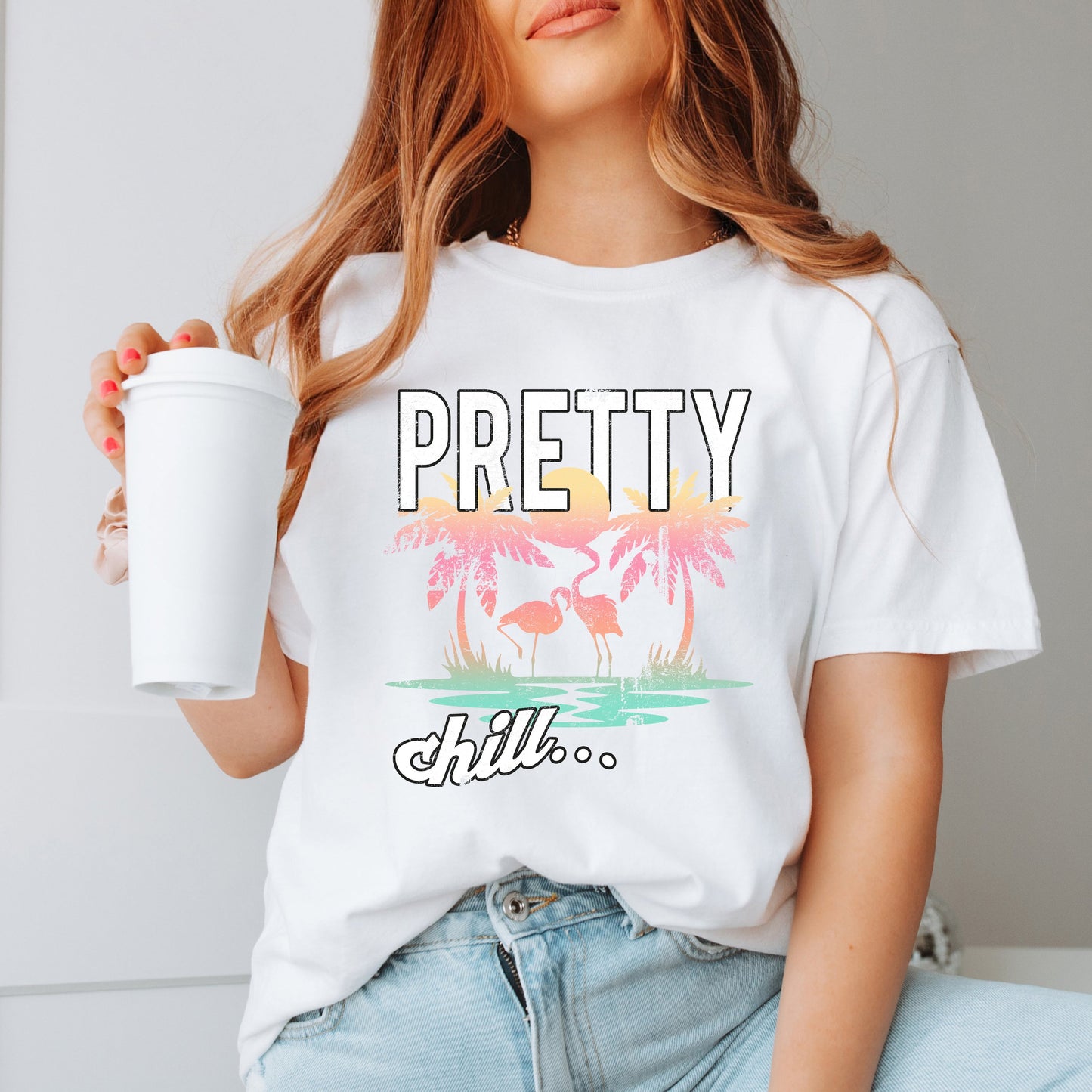 Pretty Chill Flamingo | Garment Dyed Short Sleeve Tee