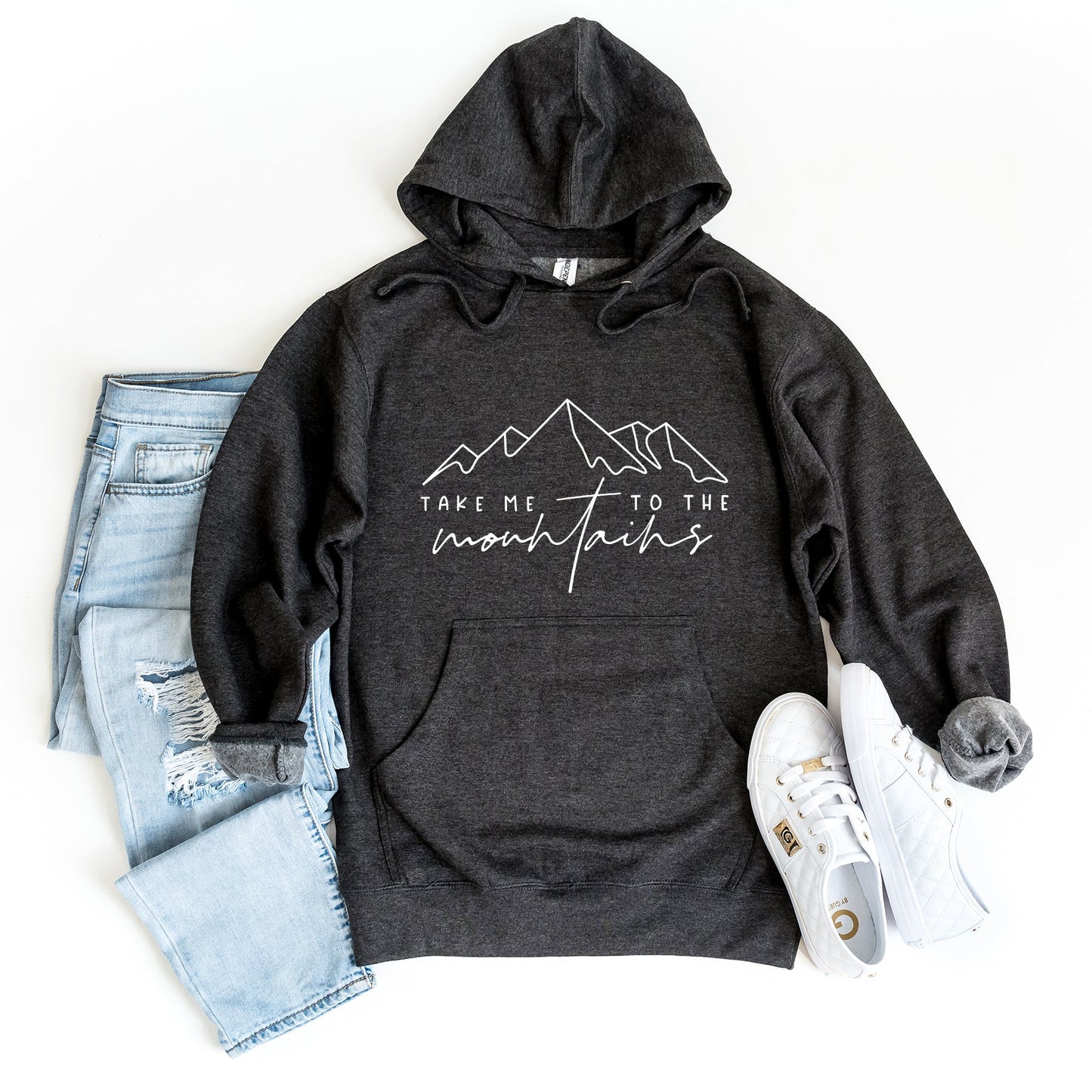 Take Me To The Mountains Cursive | Graphic Hoodie