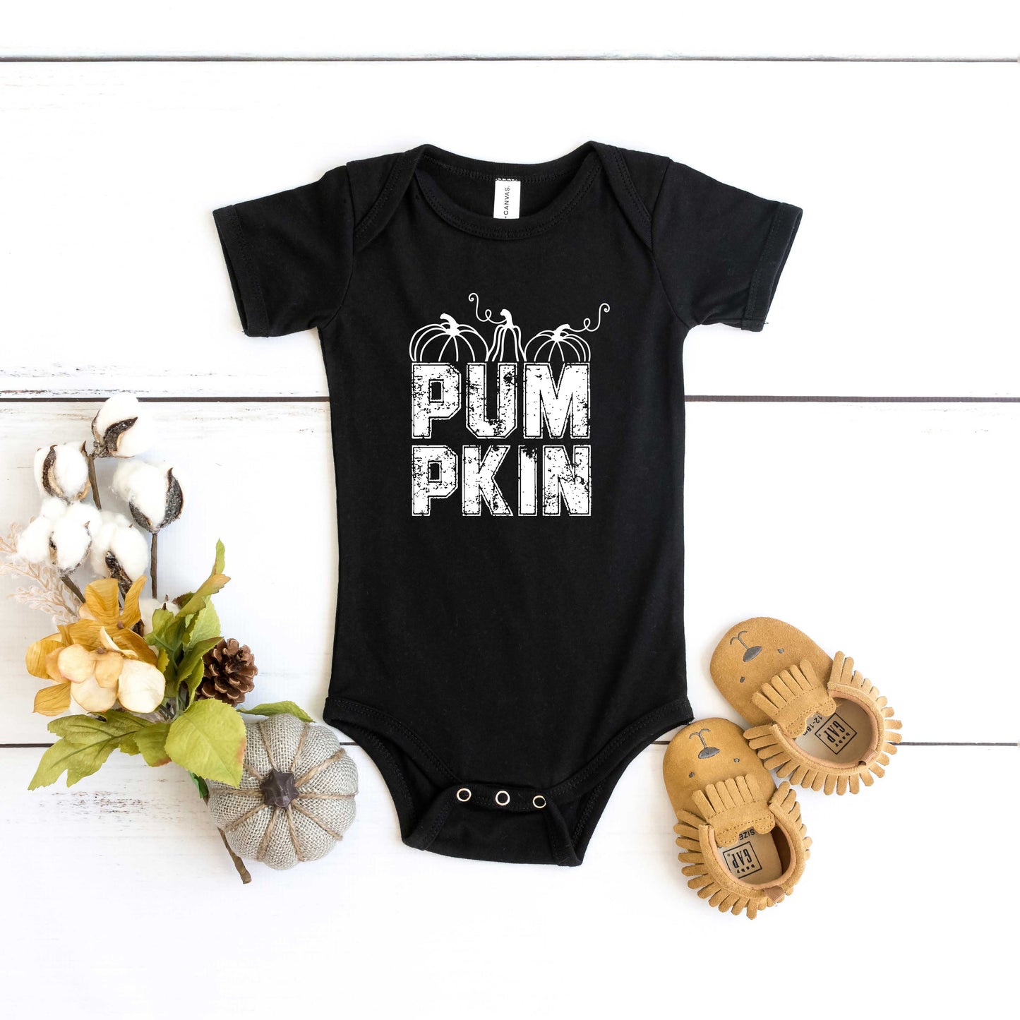 Pumpkin Distressed | Baby Graphic Short Sleeve Bodysuit
