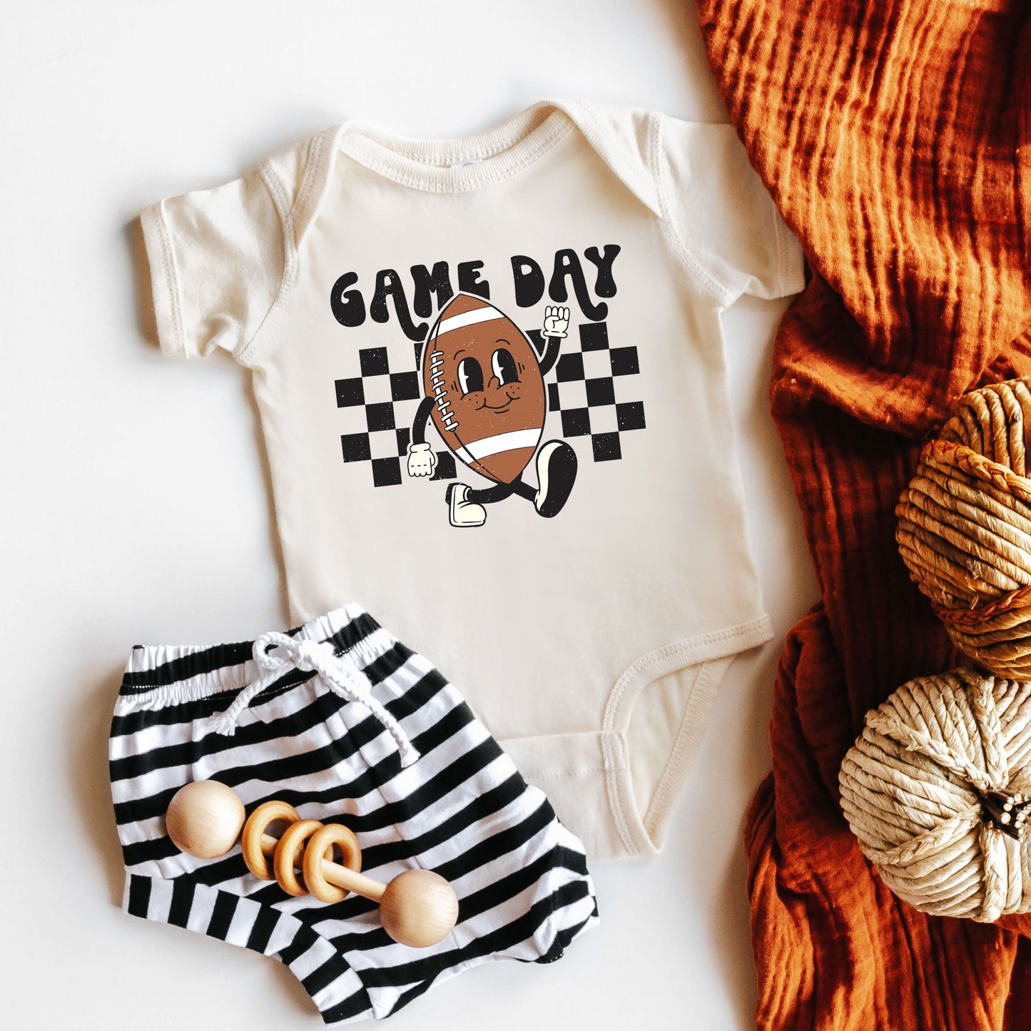 Football Game Day Checkered | Baby Graphic Short Sleeve Bodysuit