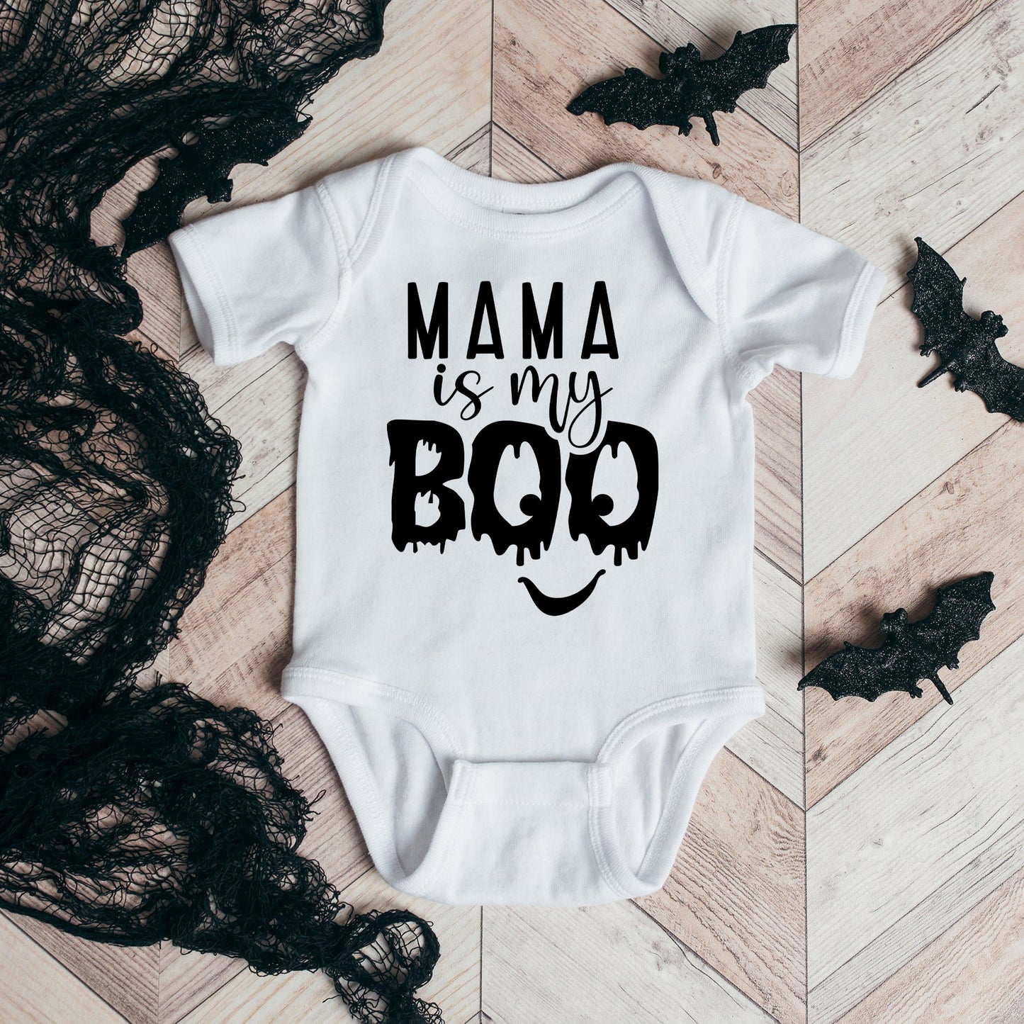 Mama Is My Boo | Baby Graphic Short Sleeve Bodysuit