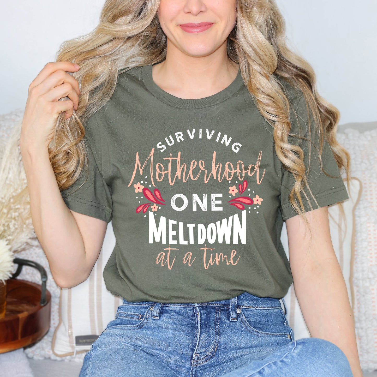 Surviving Motherhood Colorful | Short Sleeve Crew Neck