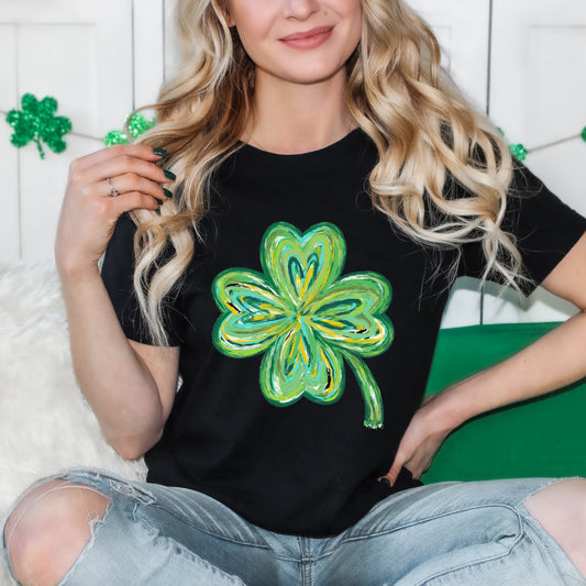 Four Leaf Clover Watercolor | Short Sleeve Crewneck