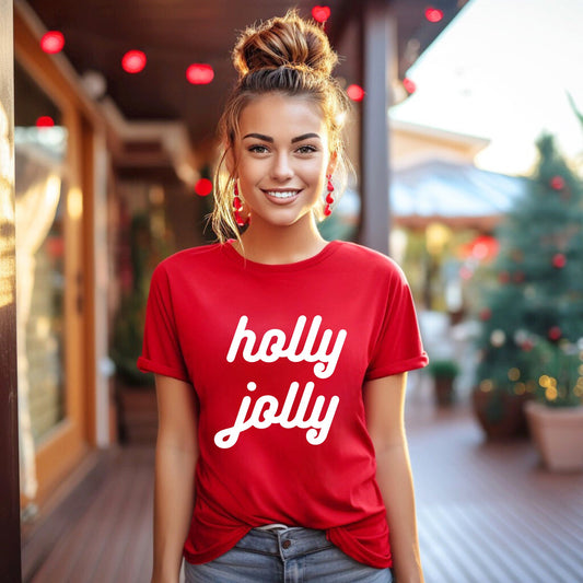 Holly Jolly Bold Cursive | Short Sleeve Crew Neck