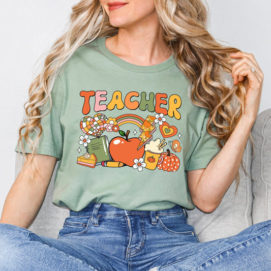 Teacher Fall Collage | Short Sleeve Graphic Tee