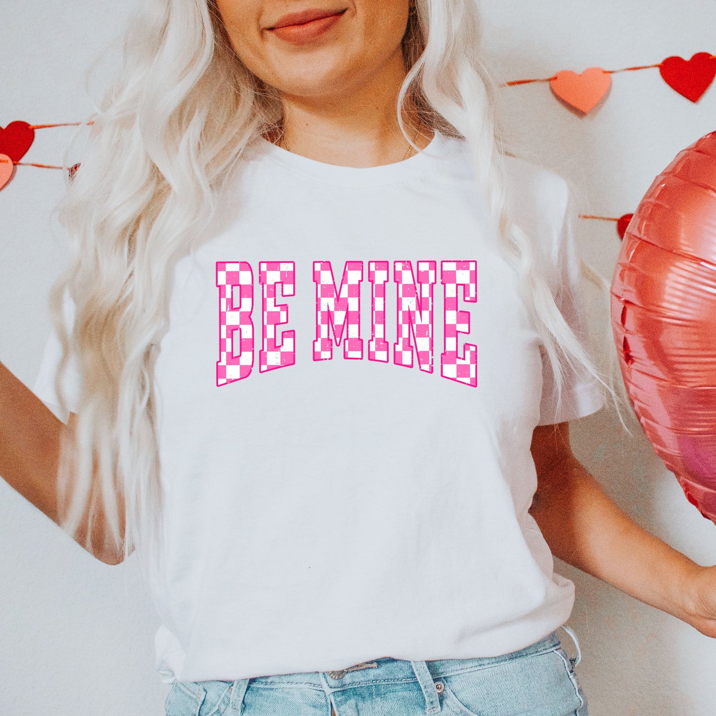 Be Mine Distressed Checkered | Short Sleeve Graphic Tee