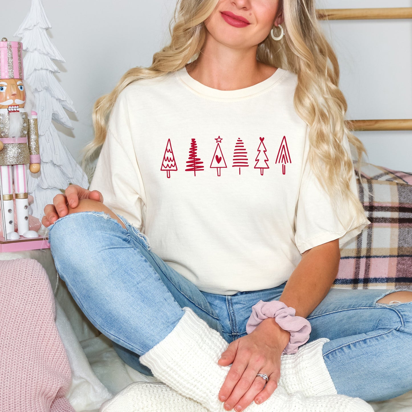 Row Of Christmas Trees | Garment Dyed Tee