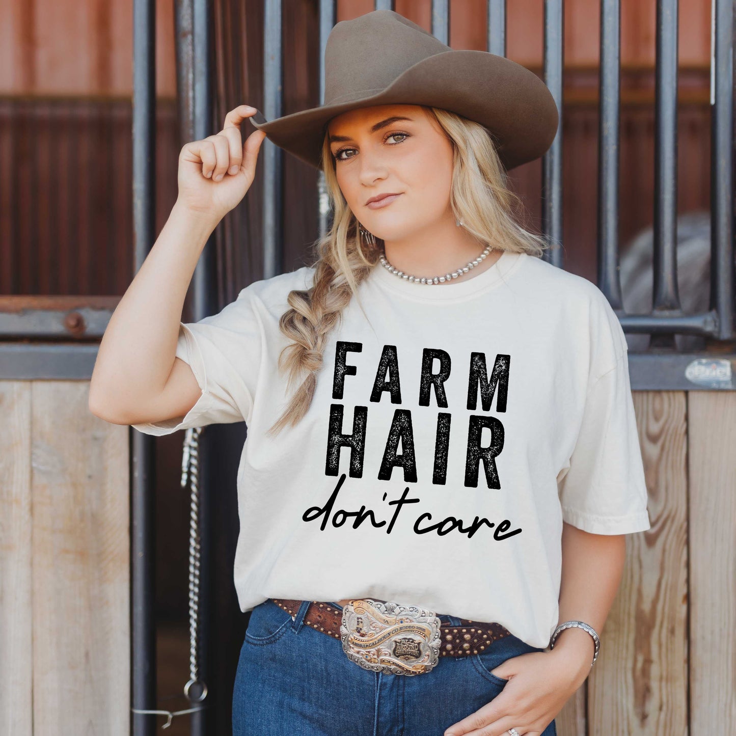 Farm Hair Don't Care | Garment Dyed Tee