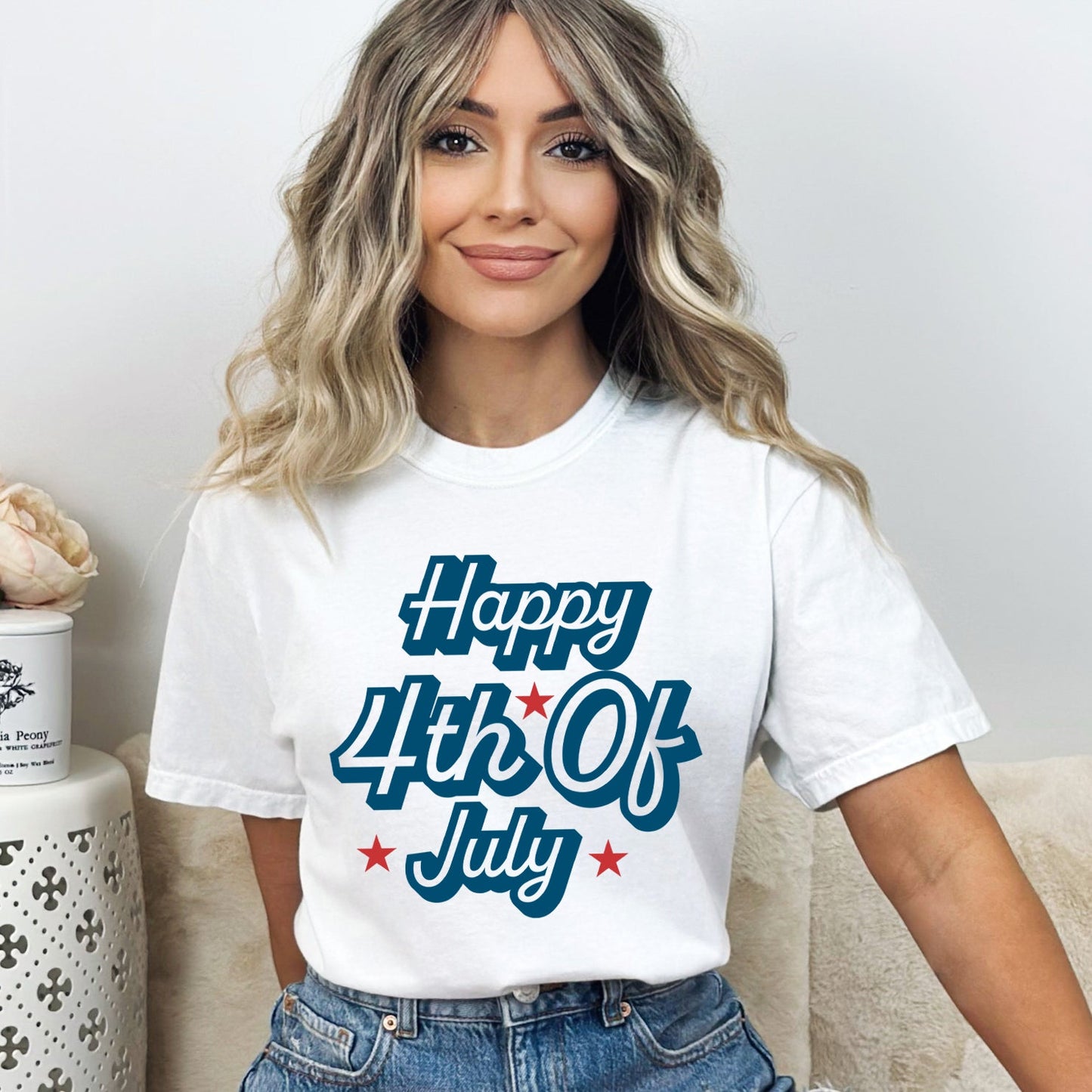 Happy 4th Of July Stars | Garment Dyed Short Sleeve Tee