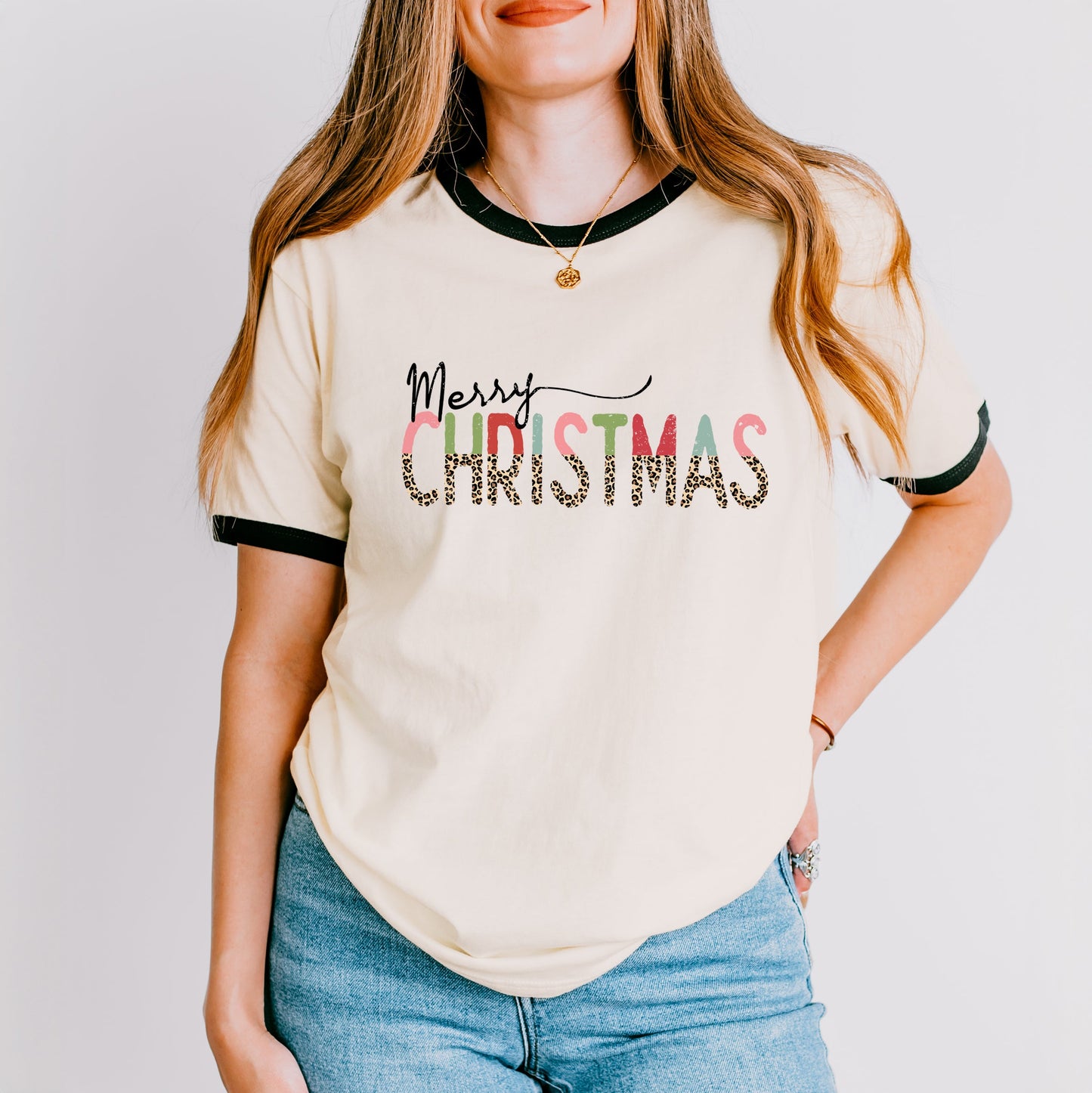 Leopard Merry Christmas | Ringer Tee