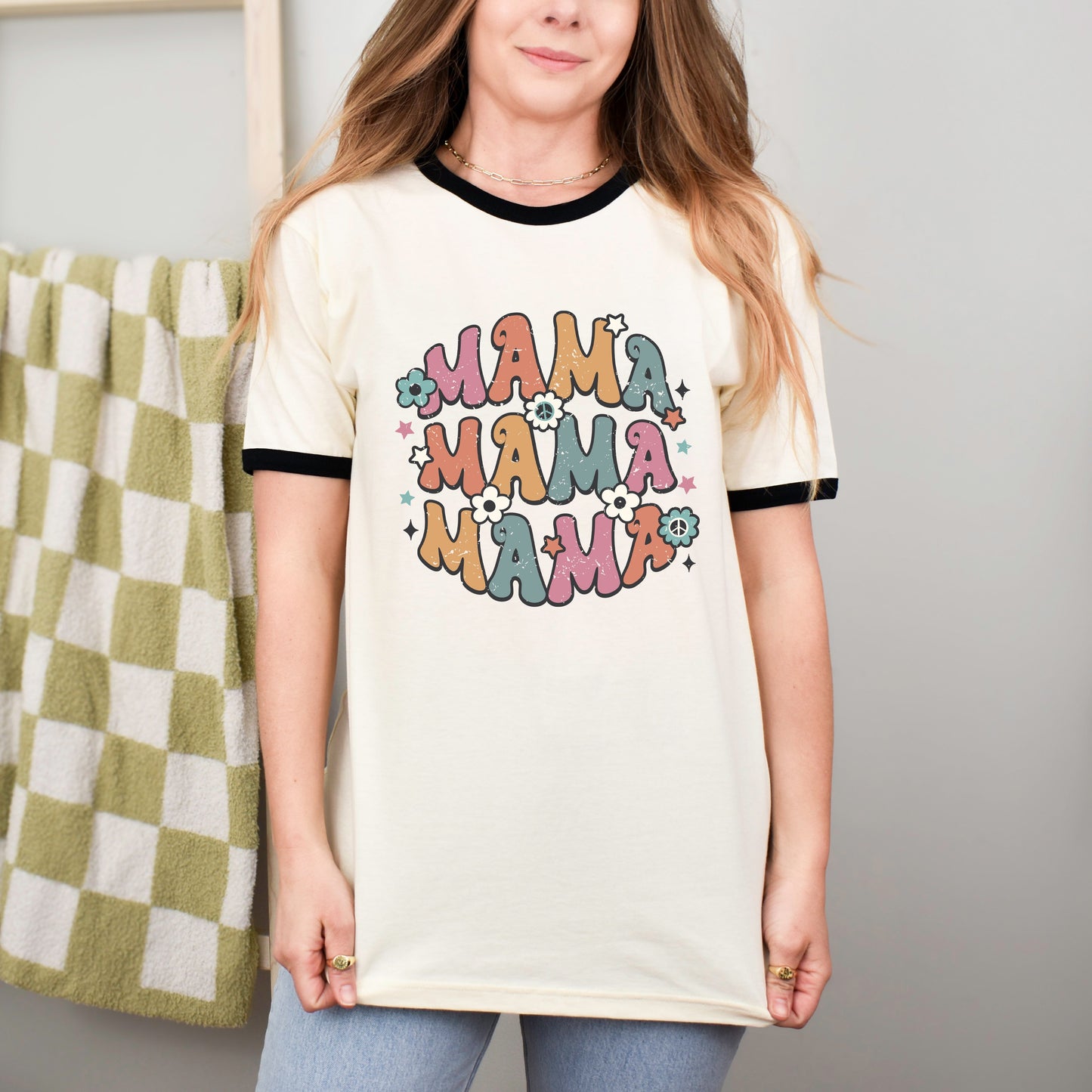 Retro Mama Stacked | Ringer Tee