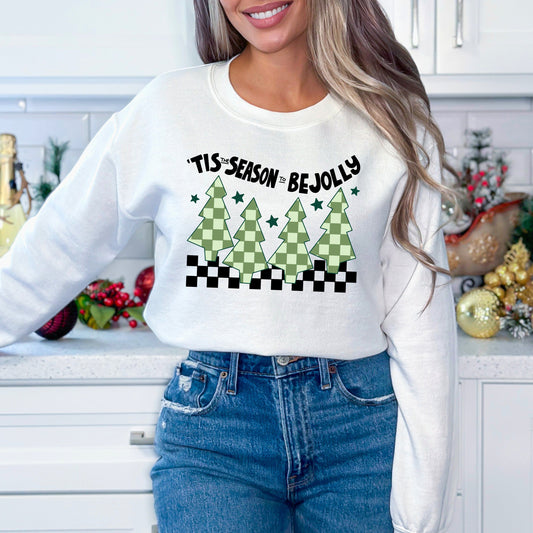 Be Jolly Checkered Tree| Sweatshirt