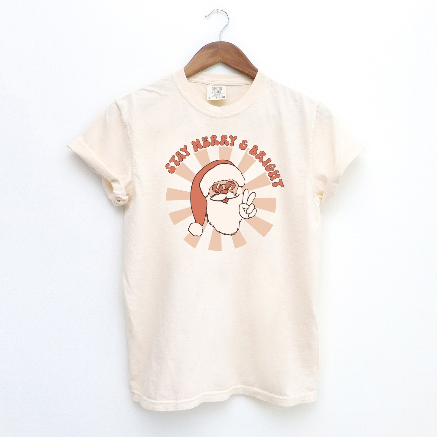 Stay Merry and Bright Santa | Garment Dyed Tee