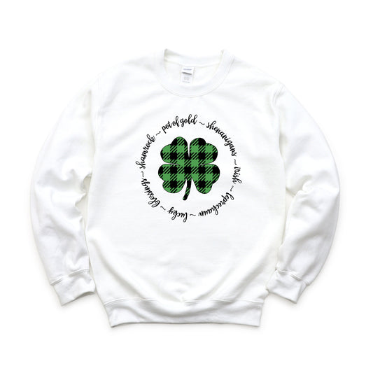 Buffalo Plaid Shamrock Circle | Sweatshirt