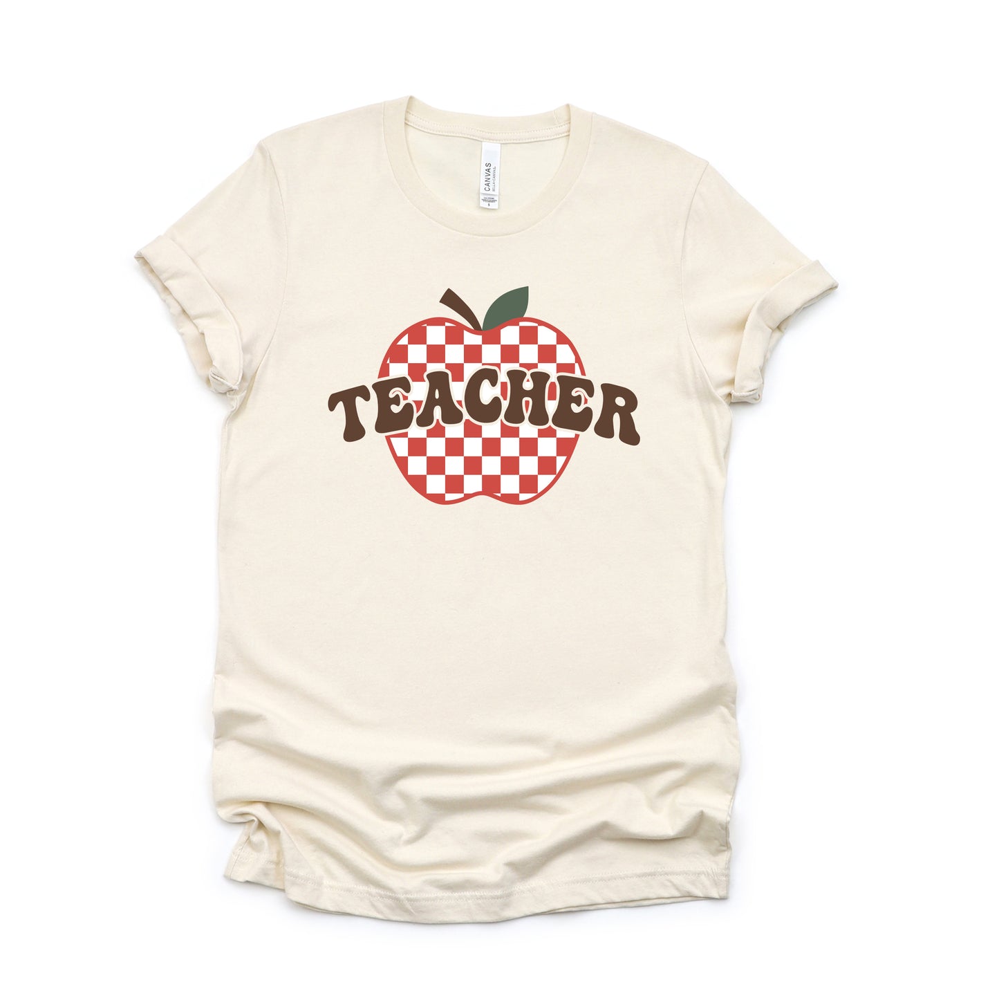 Checkered Teacher Apple | Short Sleeve Graphic Tee