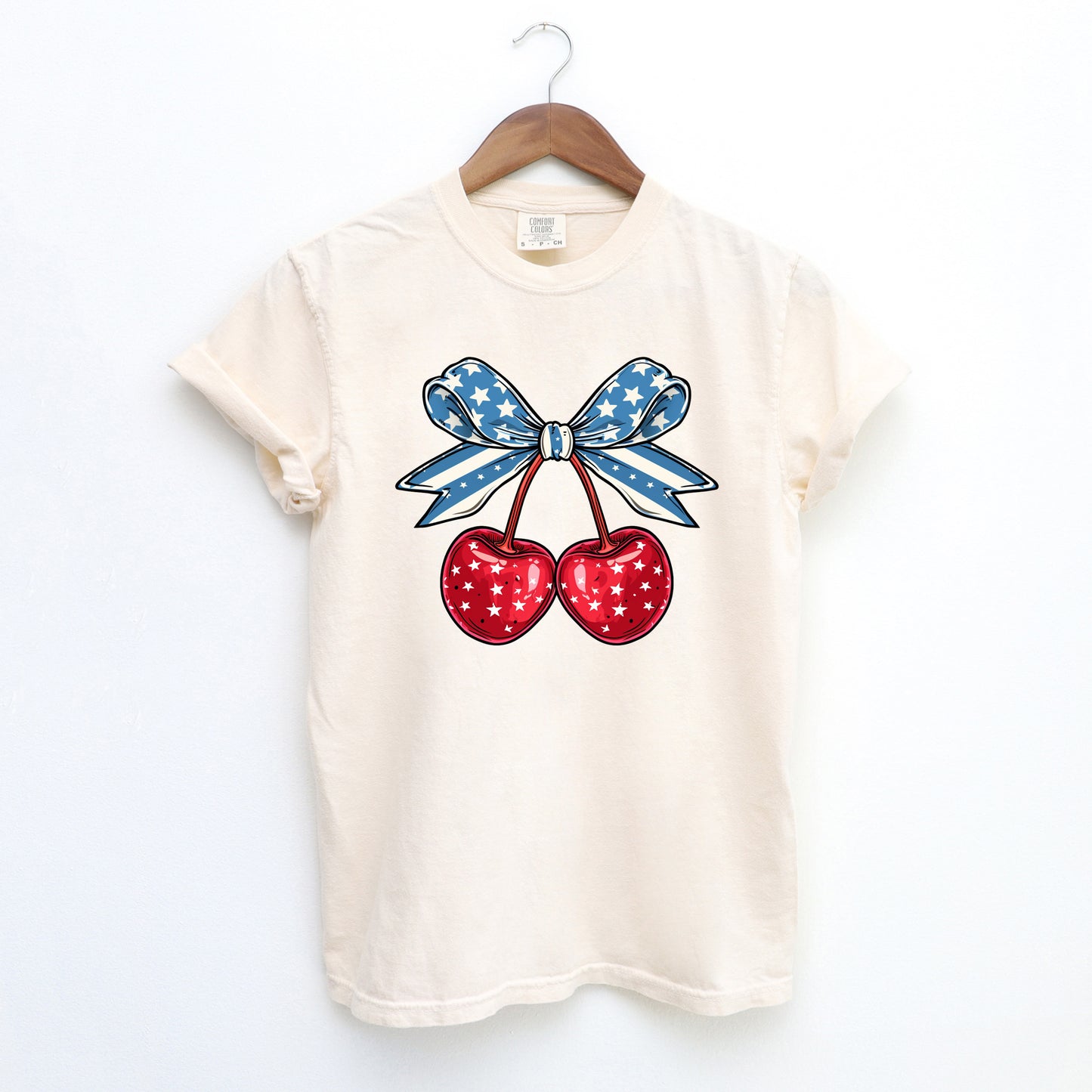 Coquette Patriotic Cherries | Garment Dyed Short Sleeve Tee