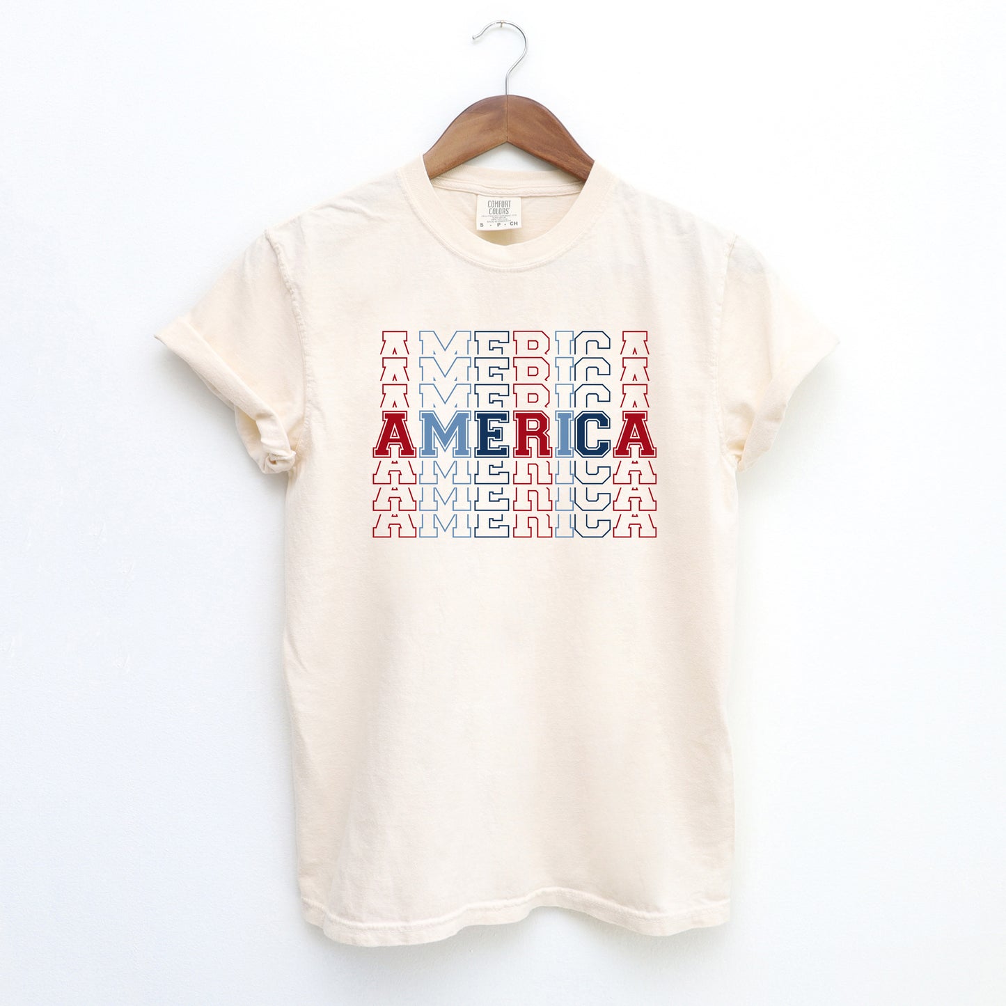 America Stacked | Garment Dyed Short Sleeve Tee