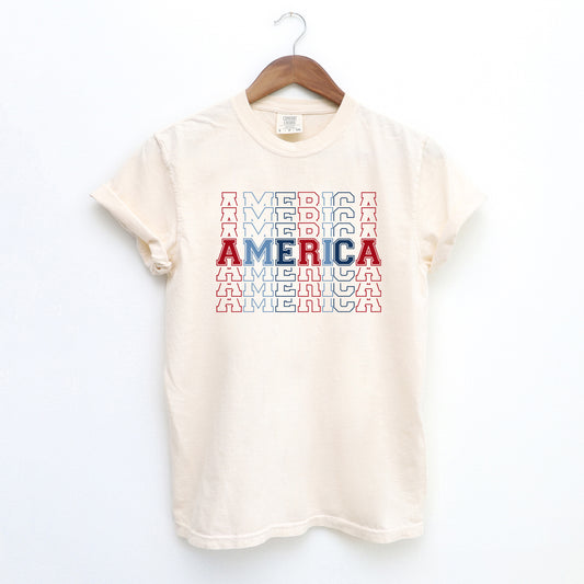 America Stacked | Garment Dyed Short Sleeve Tee
